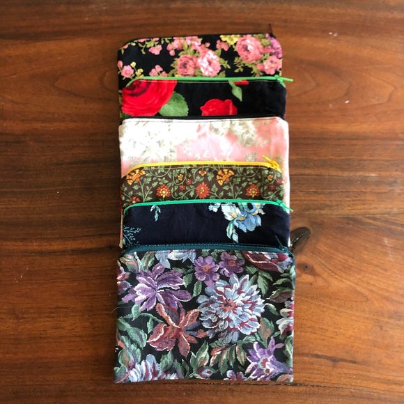 Handmade Handbags - Lot 6 Handmade Zipper pouches bags Floral Lot C